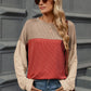 Double Take Contrast Round Neck Long Sleeve T-Shirt