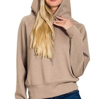 Zenana Drawstring Scuba Hoodie