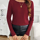 Lace Detail Butterfly Back Round Neck Long Sleeve T-Shirt