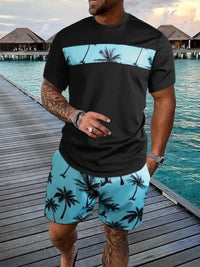 The Waikiki Palm Tee Set – palm tree print tee and shorts set, view 5