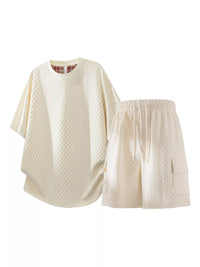 Men's waffle-knit top and drawstring shorts set, plus size
