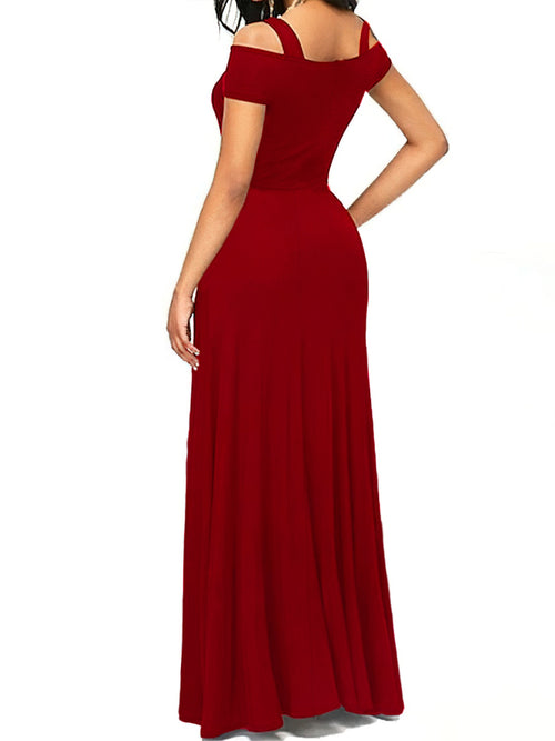 Elegant Off-Shoulder Slit Maxi Dress
