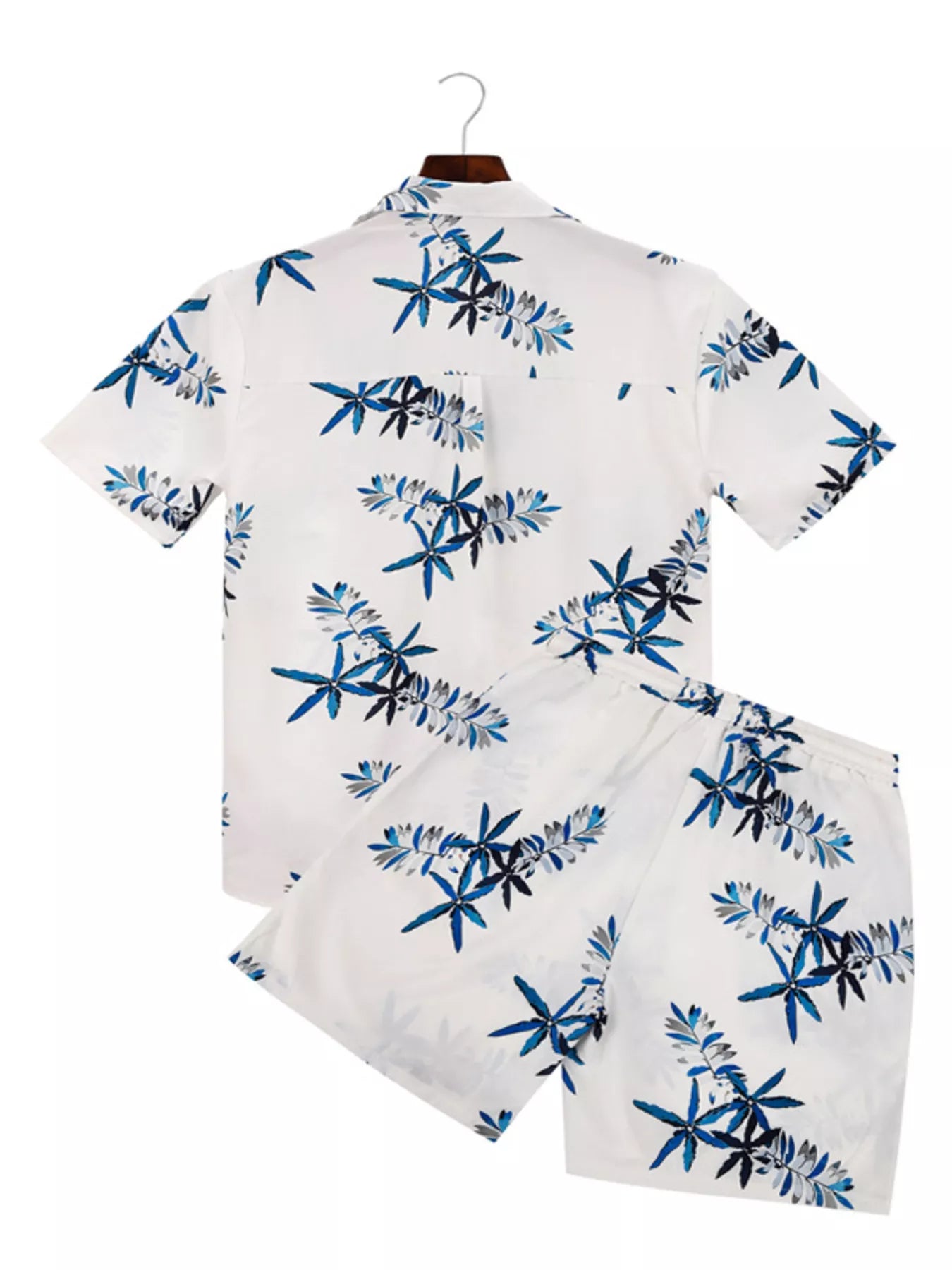 Men's tropical-print short-sleeve shirt and shorts set