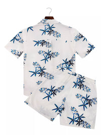 Men's tropical-print short-sleeve shirt and shorts set