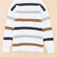 Multicolor Stripes Print Popcorn Drop Shoulder Pullover Sweater