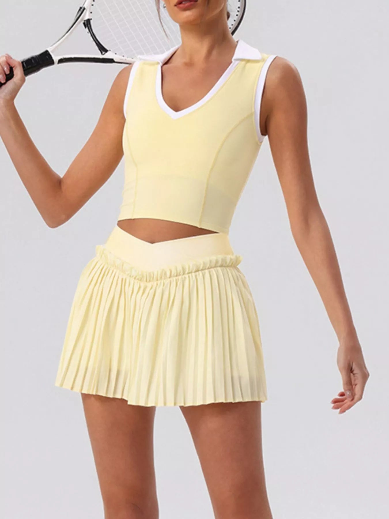 The Cleo Twist Top & Pleated Skirt Set