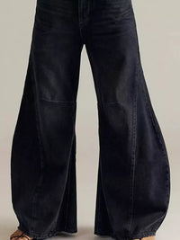 Washed Wide Leg Jeans with a stylish, relaxed fit and a deep black color, perfect for casual outfits.