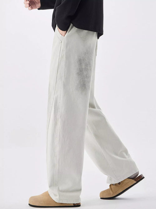 Men's Plus Size Vintage Wash Wide Leg Pants