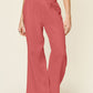 Double Take Full Size Texture Smocked Waist Wide Leg Pants