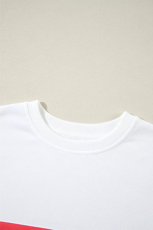 Contrast Striped Round Neck Top