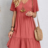 Full Size V-Neck Short Sleeve Dress