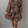 Floral Print Tie Neck Mini Dress