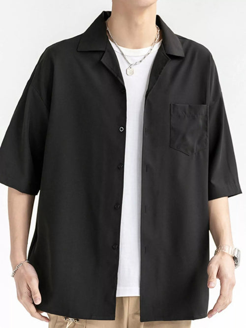 Men's Plus Size Button Up Half Sleeve Shirt
