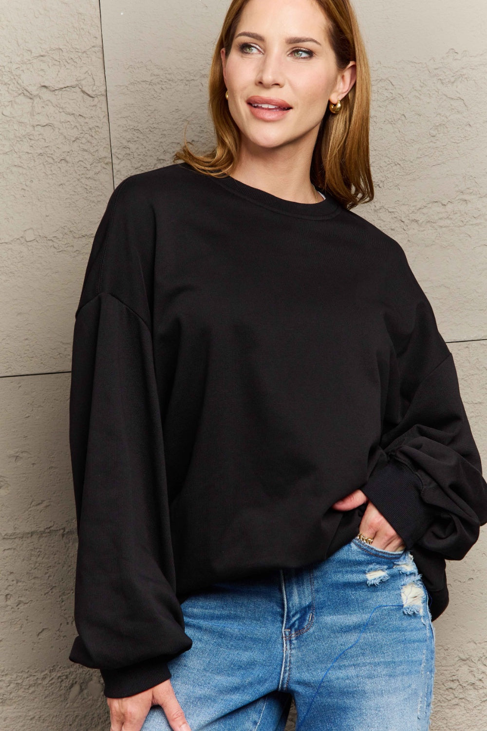 Full Size Round Neck Long Sleeve Sweatshirt