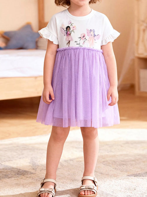 Children's Ballerina Round Neck Tulle Dress