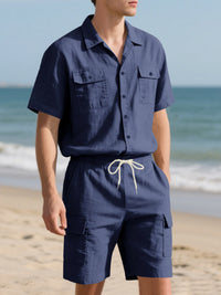 The Harbor Button-Up Set – button up shirt and shorts set, view 4