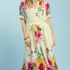 Umgee Mix Floral Border Print Midi Dress