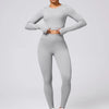 Back Crisscross Round Neck Long Sleeve Top and Leggings Active Set