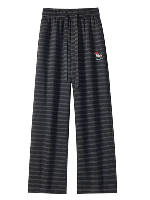 Men's Plus Size Striped Wide Leg Pants with Drawstring