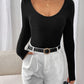 Perfee Scoop Neck Long Sleeve Bodysuit