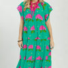Umgee Hydrangea Print Tiered Midi Dress