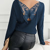 Lace Detail Butterfly Back Round Neck Long Sleeve T-Shirt