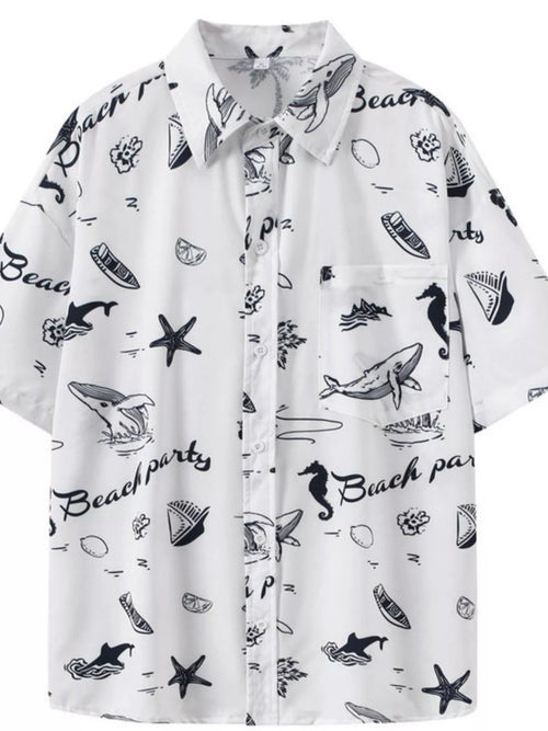 Men's Plus Size Tropical Print Short Sleeve Shirt