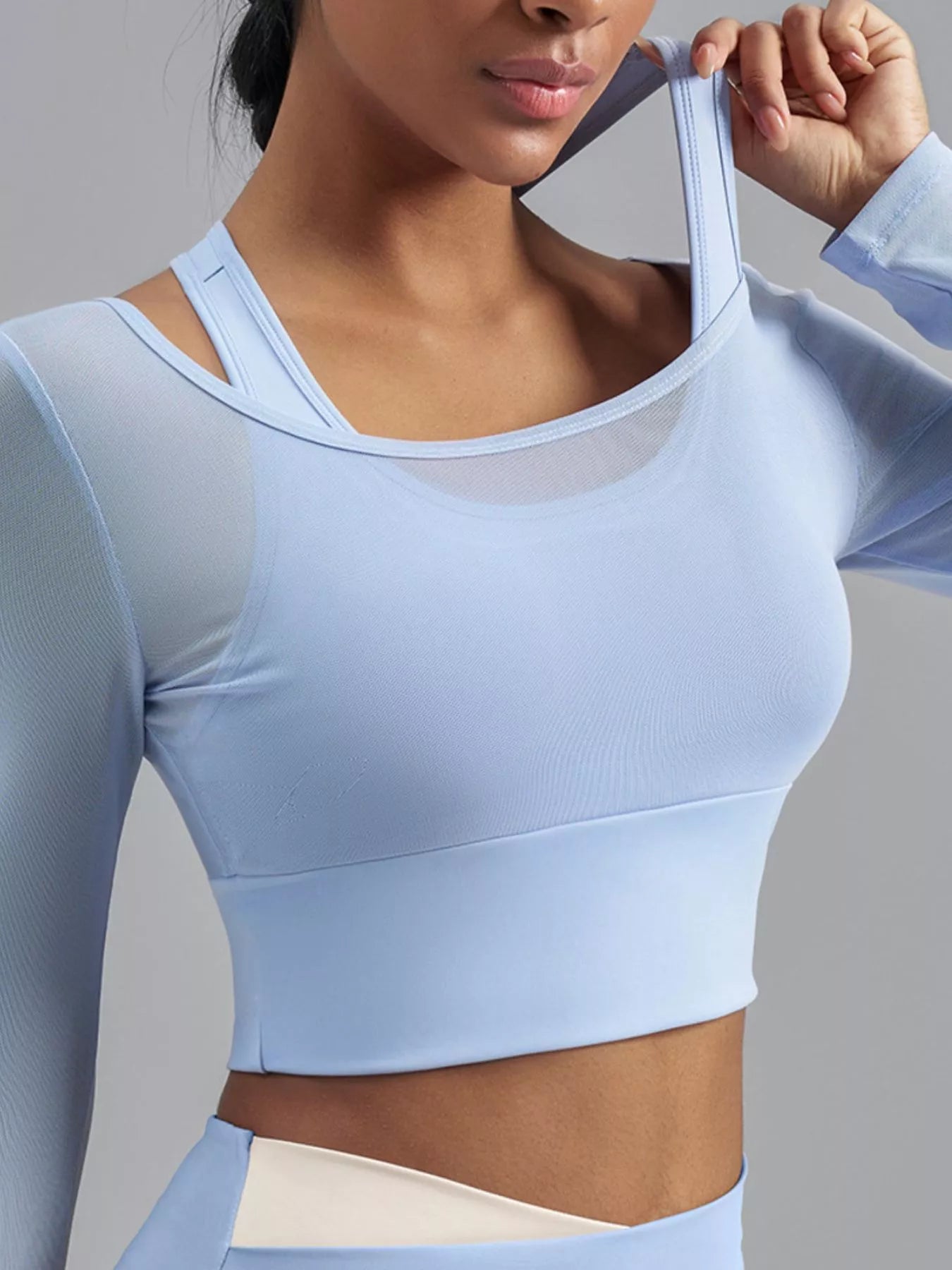 The Greta Long Sleeve Crop Top with Built-In Bra