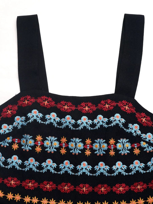 Embroidered Wide Strap Romper