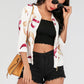 Perfee Printed Zip-Up Three-Quarter Sleeve Bomber Jacket