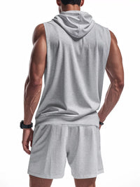 Men's sleeveless zip-up hoodie and shorts set
