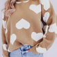 Heart Round Neck Long Sleeve Sweater