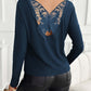 Lace Detail Butterfly Back Round Neck Long Sleeve T-Shirt