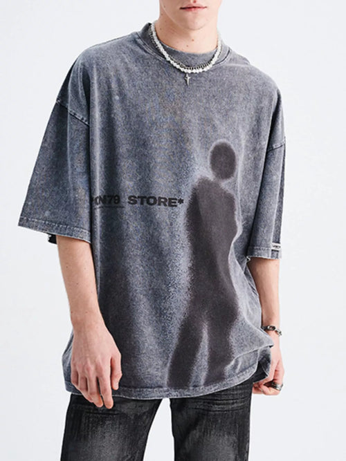 Men's Vintage Washed Graphic Round Neck T-Shirt