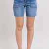 Judy Blue Full Size Mid Rise Bermudas Denim Shorts W/ Back Flap Pockets Plus Size