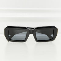Rectangle TAC Polarization Lens Full Rim Sunglasses with black acetate frame and polarized lenses.