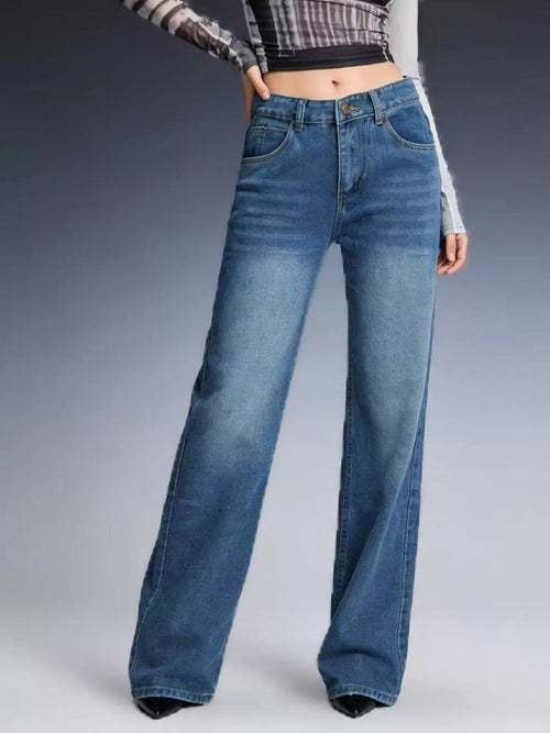 Vintage Wash Wide Leg Jeans