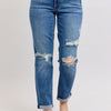 Judy Blue Full Size Mr Vintage Wash Boyfriend Fit W/ Destroy Jeans Plue Size