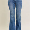 Judy Blue Full Size Mr Vintage Wash Flare Jeans W/ Destroy and Fray Hem Plus Size