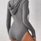 Perfee Drawstring Hooded Long Sleeve Bodysuit