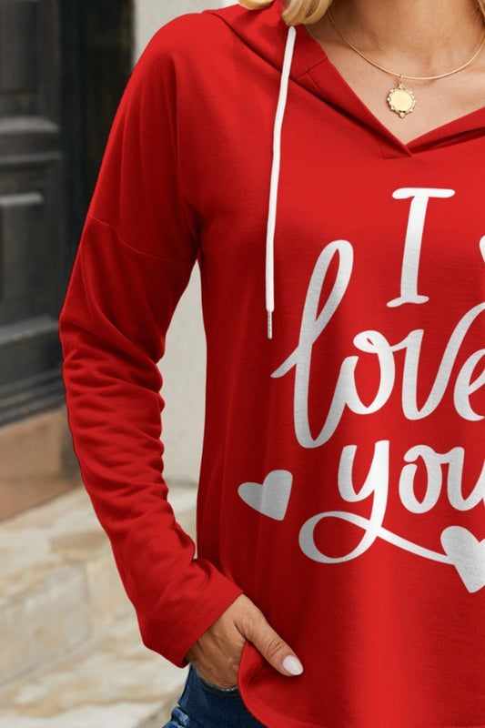 FAM-FAM I LOVE YOU Drawstring Long Sleeve Hoodie