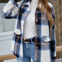 Plaid Button-Up Long Sleeve Shacket