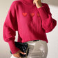 Heart Turtleneck Long Sleeve Sweater