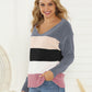 Shiny Color Block Long Sleeve Sweater