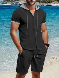 Men's hooded top and matching shorts set