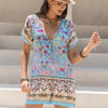 Tied Front Printed Short Sleeve Romper
