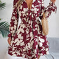 Tied Ruffled Printed Long Sleeve Dress