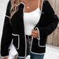 Perfee Pocketed Contrast Button Up Jacket