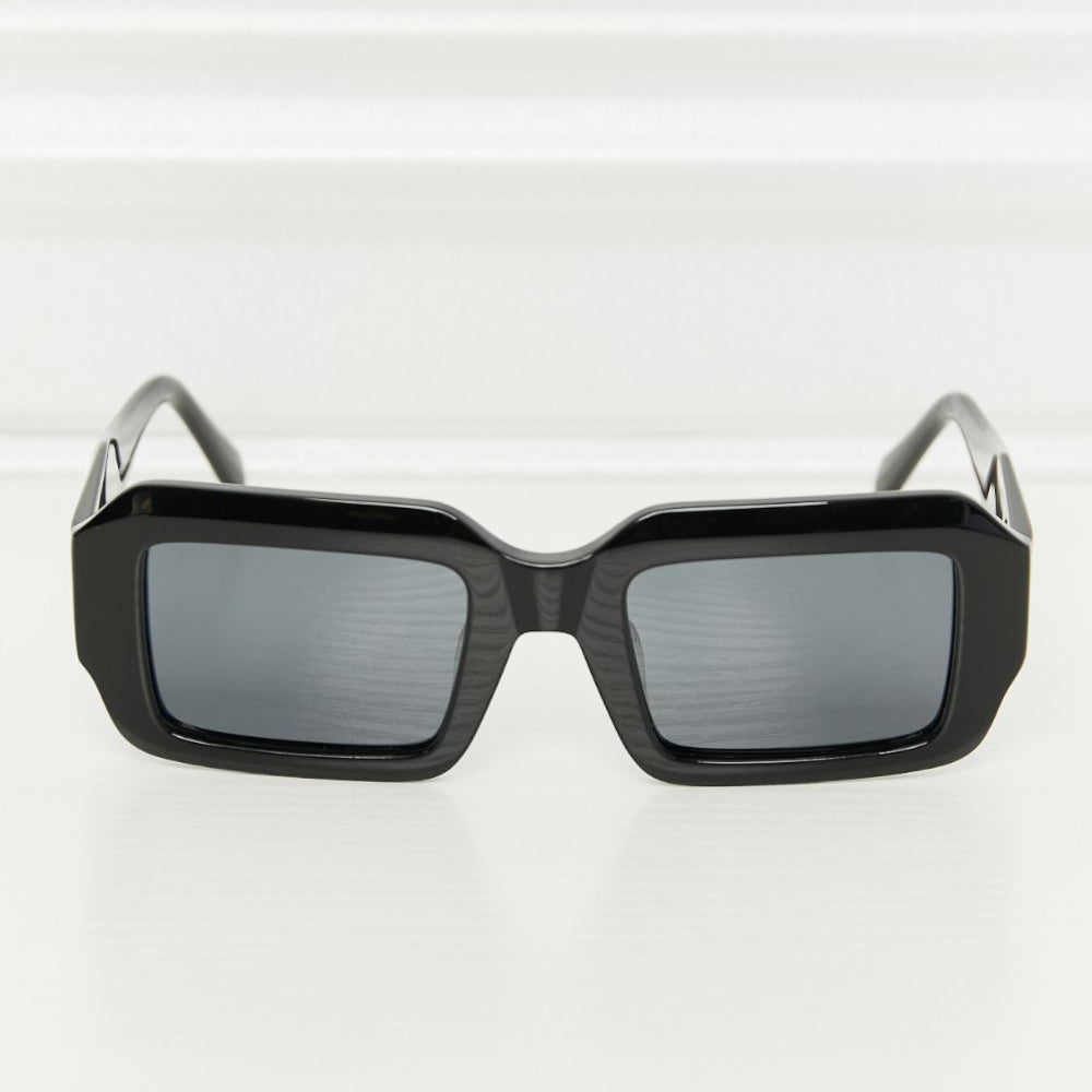 Rectangle TAC Polarization Lens Full Rim Sunglasses on display with dark lenses and sleek frame design.