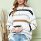 Multicolor Stripes Print Popcorn Drop Shoulder Pullover Sweater